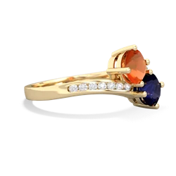 Fire Opal Channel Set Two Stone 14K Yellow Gold ring R5303