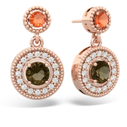 Fire Opal Halo Dangle 14K Rose Gold earrings E5319