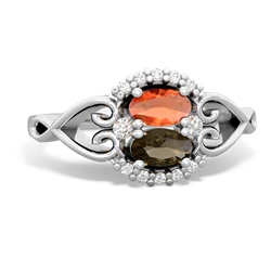 Fire Opal Love Nest 14K White Gold ring R5860