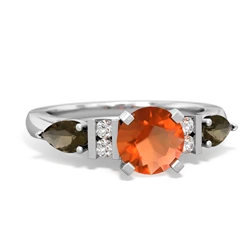 Fire Opal 6Mm Round Eternal Embrace Engagement 14K White Gold ring R2005