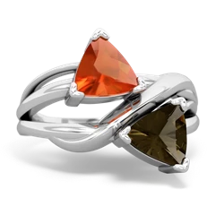 Fire Opal Split Band Swirl 14K White Gold ring R2341