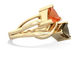 Fire Opal Split Band Swirl 14K Yellow Gold ring R2341