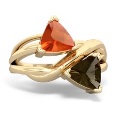 Fire Opal Split Band Swirl 14K Yellow Gold ring R2341