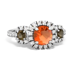 Fire Opal Regal Halo 14K White Gold ring R5350