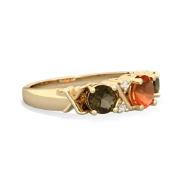 Fire Opal Hugs And Kisses 14K Yellow Gold ring R5016