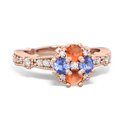 Fire Opal Sparkling Tiara Cluster 14K Rose Gold ring R26293RD