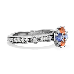 Fire Opal Sparkling Tiara Cluster 14K White Gold ring R26293RD