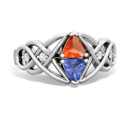 Fire Opal Keepsake Celtic Knot 14K White Gold ring R5300