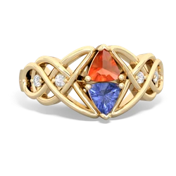 Fire Opal Keepsake Celtic Knot 14K Yellow Gold ring R5300