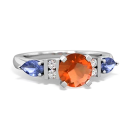 Fire Opal 6Mm Round Eternal Embrace Engagement 14K White Gold ring R2005