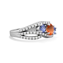 Fire Opal Three Stone Aurora 14K White Gold ring R3080