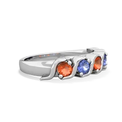 Fire Opal Anniversary Band 14K White Gold ring R2089