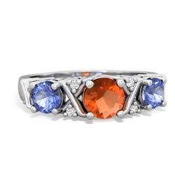 Fire Opal Hugs And Kisses 14K White Gold ring R5016