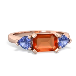 Fire Opal Three Stone 14K Rose Gold ring R5235