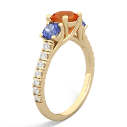 Fire Opal Pave Trellis 14K Yellow Gold ring R5500