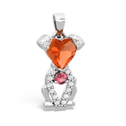 Fire Opal Puppy Love 14K White Gold pendant P5800