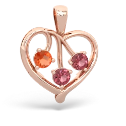 Fire Opal Glowing Heart 14K Rose Gold pendant P2233