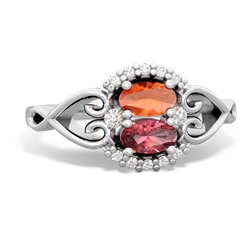 Fire Opal Love Nest 14K White Gold ring R5860