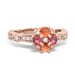 Fire Opal Sparkling Tiara Cluster 14K Rose Gold ring R26293RD