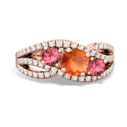 Fire Opal Three Stone Aurora 14K Rose Gold ring R3080