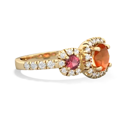 Fire Opal Regal Halo 14K Yellow Gold ring R5350