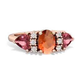 Fire Opal Antique Style Three Stone 14K Rose Gold ring R2186