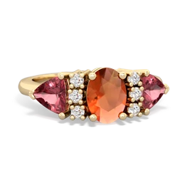 Fire Opal Antique Style Three Stone 14K Yellow Gold ring R2186