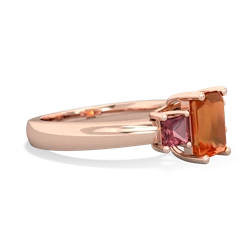 Fire Opal Three Stone Emerald-Cut Trellis 14K Rose Gold ring R4021