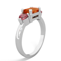 Fire Opal Three Stone 14K White Gold ring R5235