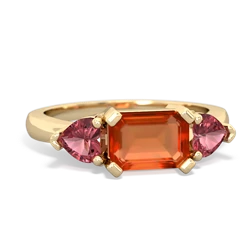 Fire Opal Three Stone 14K Yellow Gold ring R5235