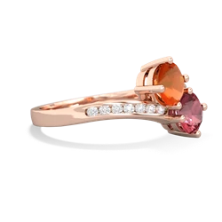 Fire Opal Channel Set Two Stone 14K Rose Gold ring R5303