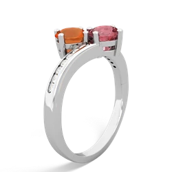 Fire Opal Channel Set Two Stone 14K White Gold ring R5303