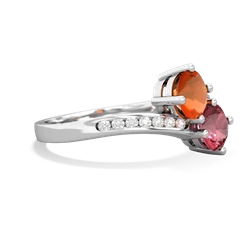 Fire Opal Channel Set Two Stone 14K White Gold ring R5303