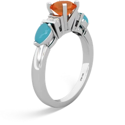 Fire Opal 6Mm Round Eternal Embrace Engagement 14K White Gold ring R2005