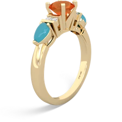 Fire Opal 6Mm Round Eternal Embrace Engagement 14K Yellow Gold ring R2005