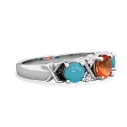 Fire Opal Hugs And Kisses 14K White Gold ring R5016