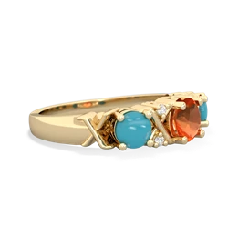 Fire Opal Hugs And Kisses 14K Yellow Gold ring R5016