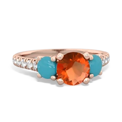 Fire Opal Pave Trellis 14K Rose Gold ring R5500