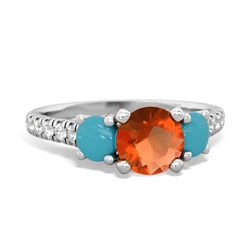 Fire Opal Pave Trellis 14K White Gold ring R5500