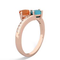 Fire Opal Channel Set Two Stone 14K Rose Gold ring R5303