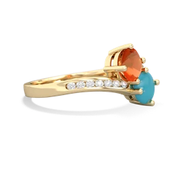 Fire Opal Channel Set Two Stone 14K Yellow Gold ring R5303