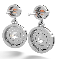 Fire Opal Halo Dangle 14K White Gold earrings E5319