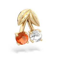 Fire Opal Sweet Cherries 14K Yellow Gold pendant P7001