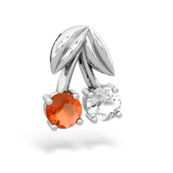 Fire Opal Sweet Cherries 14K White Gold pendant P7001