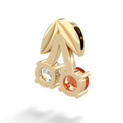 Fire Opal Sweet Cherries 14K Yellow Gold pendant P7001