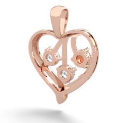 Fire Opal Glowing Heart 14K Rose Gold pendant P2233