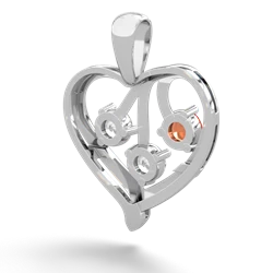 Fire Opal Glowing Heart 14K White Gold pendant P2233