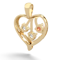 Fire Opal Glowing Heart 14K Yellow Gold pendant P2233