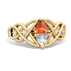 Fire Opal Keepsake Celtic Knot 14K Yellow Gold ring R5300