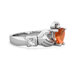 Fire Opal Claddagh Keepsake 14K White Gold ring R5245